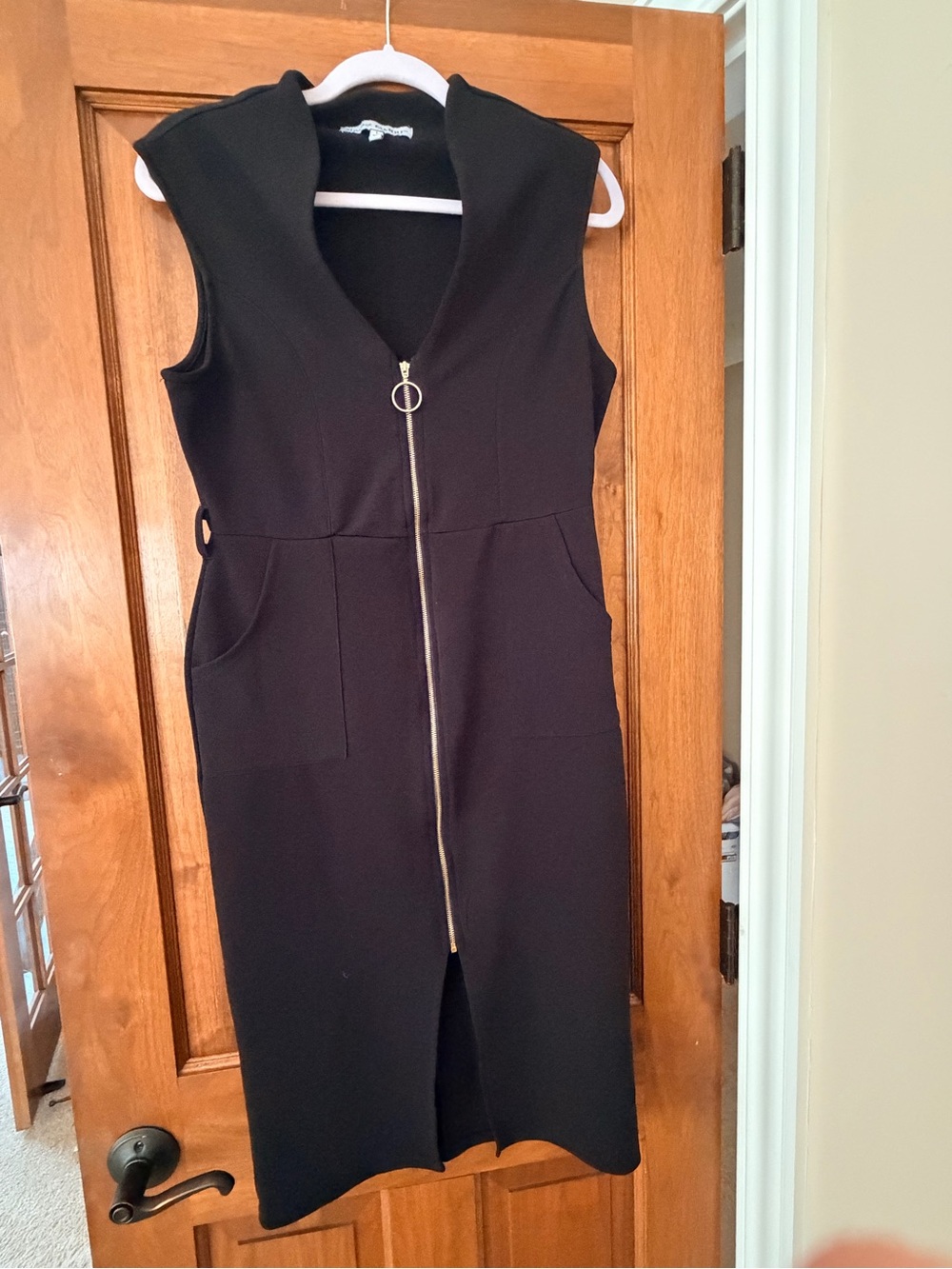 Almost Famous Black Sleeveless Zip-Front Midi Dress